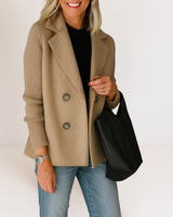 Martine™ | Elegante Jacke mit Strickärmeln in Khaki