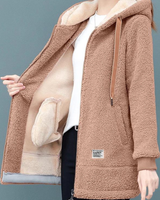 Adalyn - Fleece-Kapuzenjacke in Braun