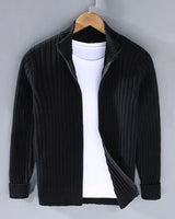 Frank™ - Massimo Merino-Cardigan mit Reißverschluss in Schwarz