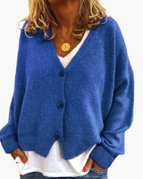 Gwen – Langärmelige Strickjacke in Blau
