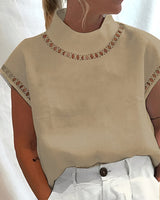 Nannie - Stilvolles Top mit Ausschnitt für Damen in Khaki