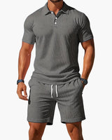 Chamikara - Elegantes Polo Set in Hellgrau