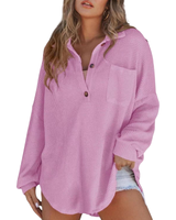 KATHRYN™ – Luftige V-Ausschnitt Knopf-Bluse in Lila