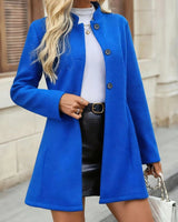 Helena | Damen Wintermantel mit einem Knopf in Blau