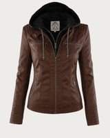 Monika™ | Robuste und elegante Lederjacke in Dunkelbraun