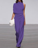 Isabel - Eleganter Jumpsuit mit Stehkragen in Lila