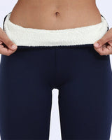 Rillie - Erhöhte Komfort-Leggings aus dickem Samt mit hoher Taille in Marineblau