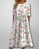 Gail – Florales Damen Maxikleid in Weiß-Rosa