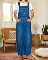 Nora | Denim Latzhose Jumpsuit mit Taschen in Blau