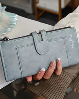 Hinina – Lederbrieftasche Mit Doppeltem Reißverschluss in Grau