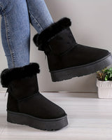 Nelia | Stilvoll Thermal gefüttert Plüsch Bowknot Stiefel in Schwarz