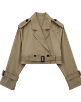Karla | Damen Schicker kurzer Trenchcoat mit Gürtel in Beige