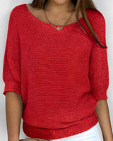 Leonie - Moderner Pullover mit Rundhalsausschnitt in Rot