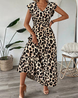 Ranika – Ärmelloses Maxi Kleid Mit V-Ausschnitt in Leopard