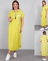 Filiz – Langes, Stilvolles Kleid Mit Kapuze in Gelb