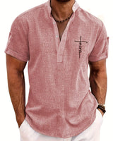 Stin | Elegantes Kurzarmhemd mit Stehkragen in Rosa