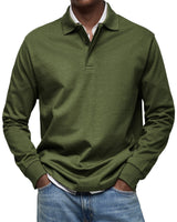 Oliver - Langarm-Poloshirt in Grün