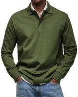 Felix | Luxus Langarm-Poloshirt in Army green