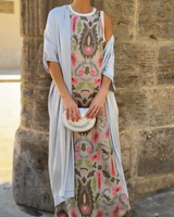 Delly - Bohemian Stil Zweiteiliges Kleid in Grau