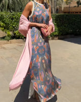 Delly - Bohemian Stil Zweiteiliges Kleid in Rosa