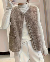 Miona – Plüsch-Fleece-Weste Mit Taschen in Khaki