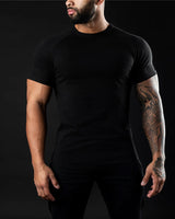 Herren Schlanke Passform Einfach T-Shirt in Schwarz