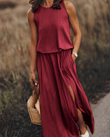 Lucienne | Elegantes Freizeitkleid in Burgunderrot