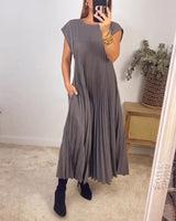 Sierra | Plissee Maxi Cocktailkleid in Grau
