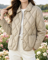 Laurelle - Elegante Und Schicke Locker Sitzende Wattierte Jacke in Beige