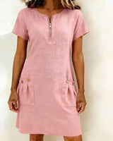 Girella - Luftiges A-Linien-Kleid aus Leinen in Pink