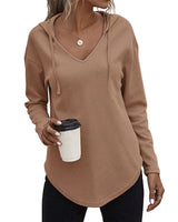 Heydi – Langarm Pullover Mit Kapuze Und Abgerundetem Saum in Taupe