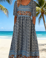 Jeeni – Kurzärmeliges Kleid Mit Blumenmuster in Blau
