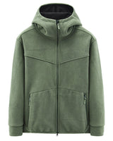 Fleecejacke mit Kapuze für Männer - Nils in Militärgrün