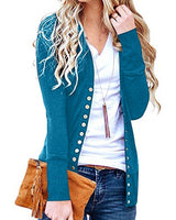 Damen nan Feinstrick-Cardigan mit dekorativen Metallknöpfen und schmaler Silhouette Drune in Lagunenblau