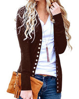 Damen nan Feinstrick-Cardigan mit dekorativen Metallknöpfen und schmaler Silhouette Drune in Dunkelbraun