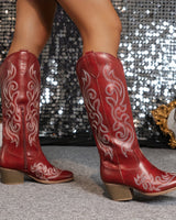 Kathleen | Gepolstert Runde Spitze Stiefel in Rot