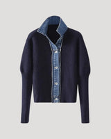 Helga | Damen Frühjahrs Lagen-Button-Cardigan-Jacke in Marineblau