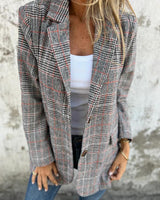 Eshania – Elegante Jacke Mit Karomuster in Braun