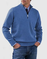 Ben | Modischer Warmer Pullover Mit Halbem Reißverschluss in Blau