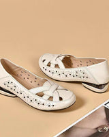 Noemi - Komfortable Cut-out-Ballerinas in Weiß