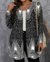 Joalyne - Lässige Strick Jacke Mit Polka Dot Und Streifenmuster in Schwarz