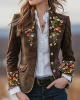 Anisaa – Elegante Jacke Mit Stehkragen in Kaffee