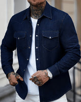 Zeynal - Lässiges Jeans Hemd in Dunkelblau