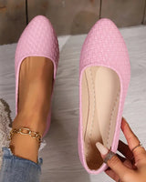 Oriana | Einfache geflochtene Detail spitzen Zehen Flatten in Rosa