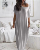 Ulissa - Schulterfreies Maxikleid in Grau
