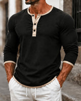 Alper – Langarm Polo Hemd in Schwarz