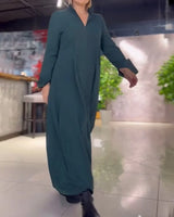 HELENA™ | LANGES WEITES KLEID MIT SEITLICHEN SCHLITZEN in GRÜN