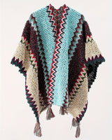 Briana - Decke Mit Quasten Und Streifenmuster Cape Reise Jacke in Himmelblau