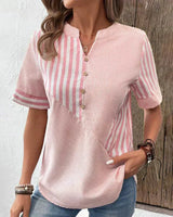 Caroline | Gestreift U-Boot-Ausschnitt Bluse in Rosa