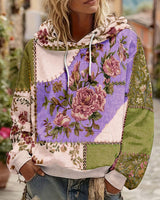 Norella – Langärmliges Kapuzenshirt MIT Blumen-patchwork in Lila